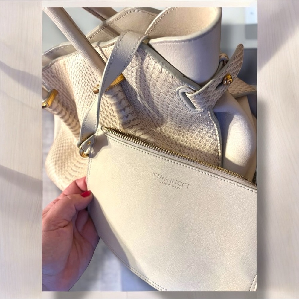 Nina Ricci Tan Python Le Marché Handbag Tote Set - Picture 4 of 8